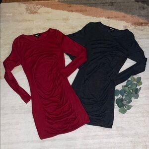 Express Long Sleeve Dresses in Red and Black